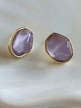 NEW Refined Niche Irregular Lavender Stone Studs | S925 Silver Posts